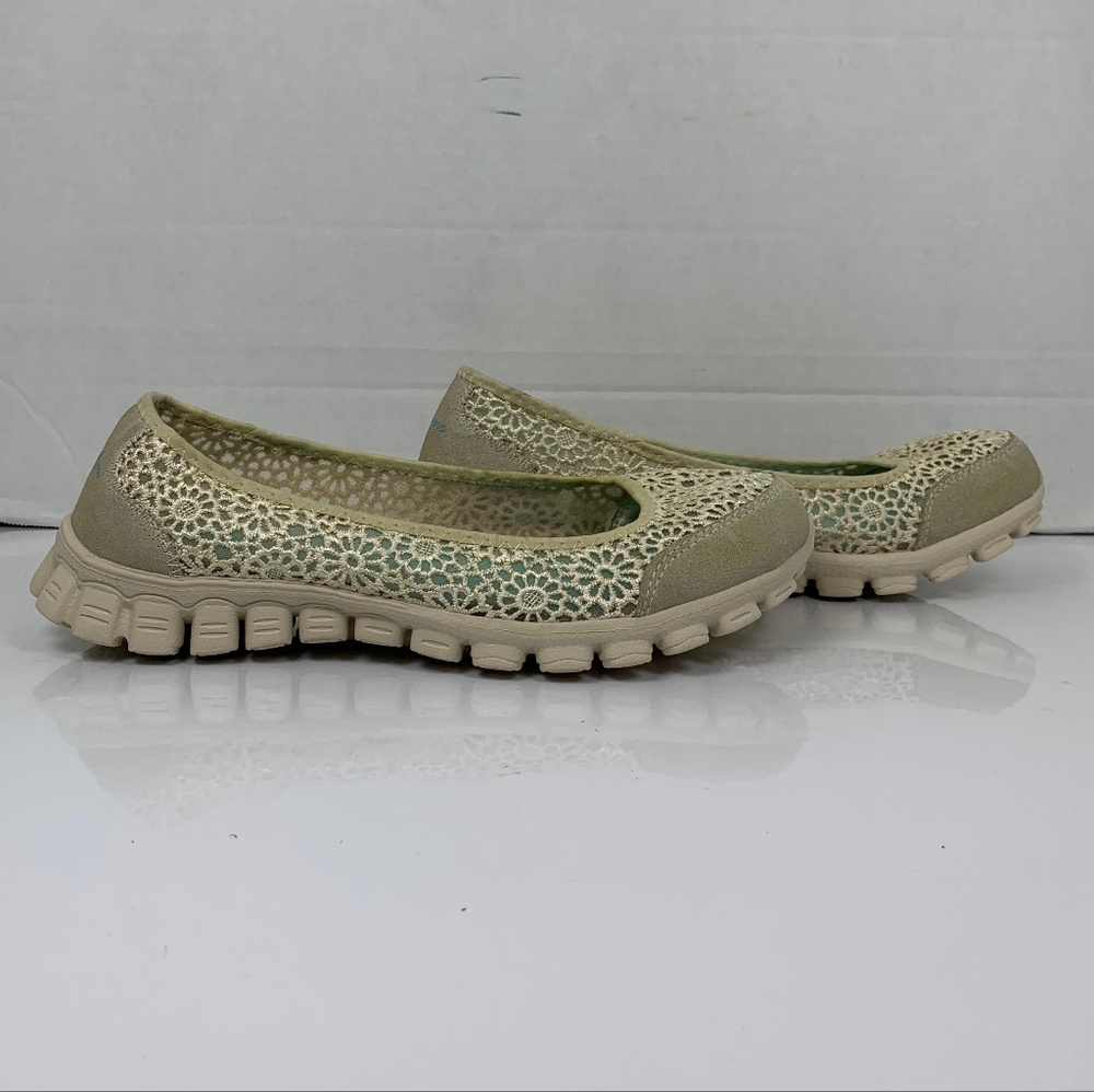 Skechers EZ Flex 2 Women's Tan Cream Sweetpea Ballet Flat Ballet Shoe  Size 9 - Picture 4 of 14